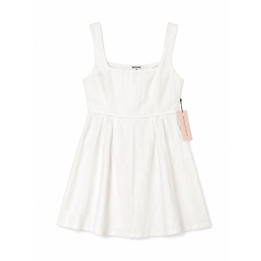 Princess Polly White Linen Blend Mini Sundress Women’s Size XS NWT